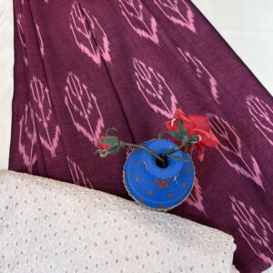 Rich maroon pink Ikat material
