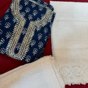 Indigo printed kurta pc