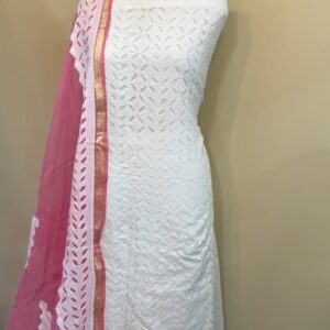 White applique work kurta