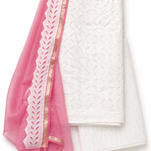 white applique work kurta