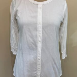 Classic white cotton button-down top