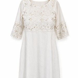 double layered white mul kurta