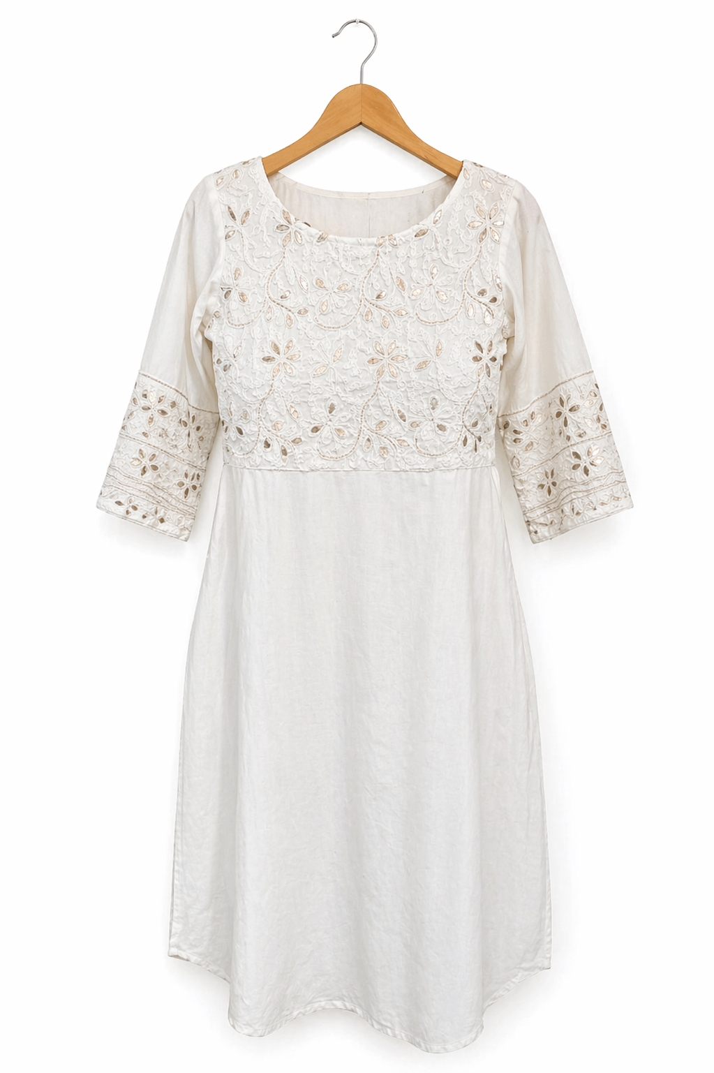 double layered white mul kurta double layered white mul kurta