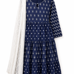 navy blue layered long dress