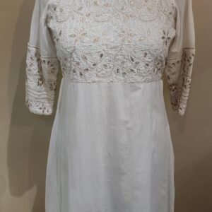 double layered white mul kurta
