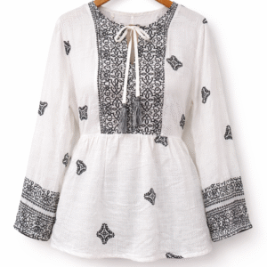 white cotton peplum style top