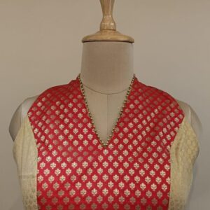 red and gold brocade blouse