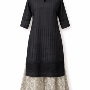 black cotton chicken kurta