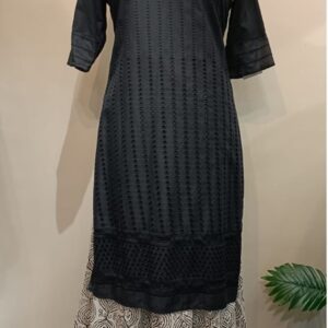 black cotton chicken kurta