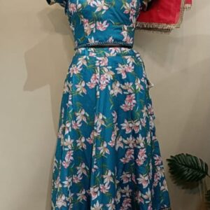 printed cotton kali lehnga
