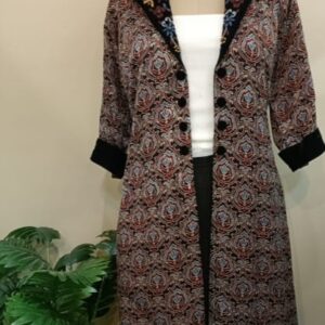 modal ajrakhi print long jacket