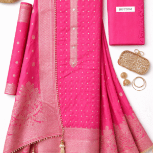 pink banarasi suit