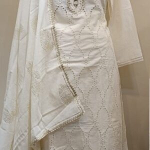 off white cotton chikankari suit