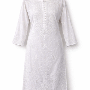 white lucknowi long kurta