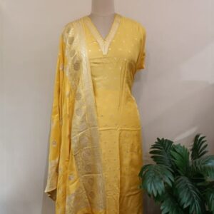 yellow silk suit set
