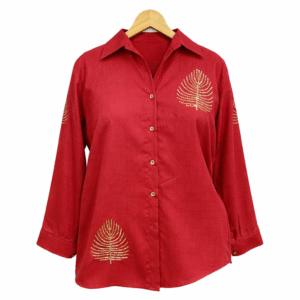 slub cotton shirt in rich red