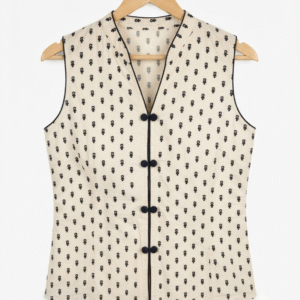 sleeveless silk beige top